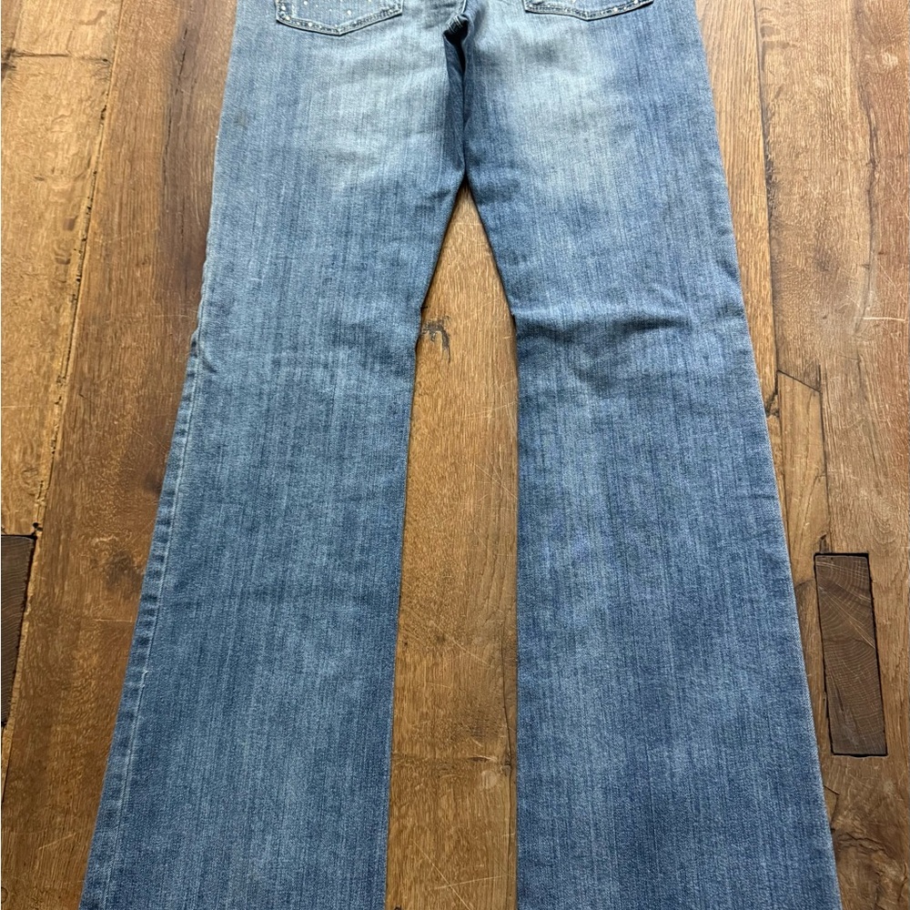 Cache Distressed Boot Cut Rhinestone Jeans- Size 6 - Picture 10 of 16